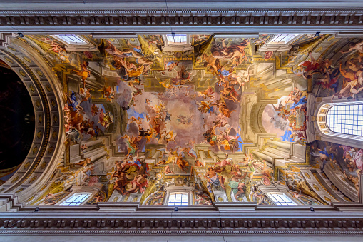 Decorated ceiling of Chiesa di Sant'Ignazio di Loyola (Church of St. Ignatius of Loyola at Campus Martius), Rome, Italy