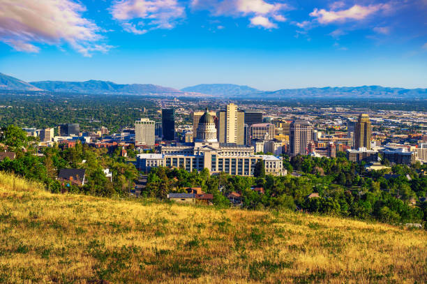 Salt Lake City skyline with Utah State Capitol