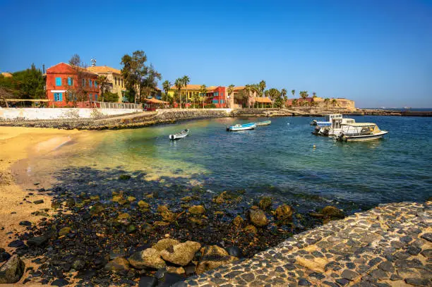 Historic city on the Goree island near Dakar, Senegal, Africa. Goree Island is a UNESCO World Heritage Site known for its historical significance as a center of the transatlantic slave trade.