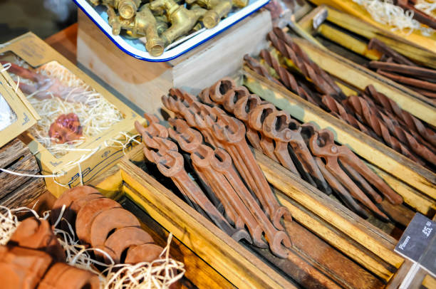 Tools make colored papers in the Thanh Tien traditional village, Hue city, Vietnam during Vietnam's traditional Tet holiday. Travel and people concept