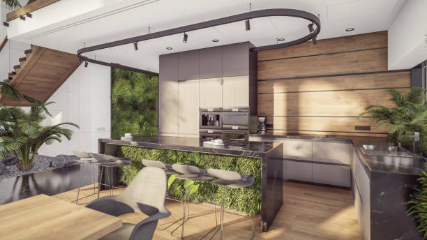 istock 3d rendering of expensive cozy interior with green walls in night 1758095930