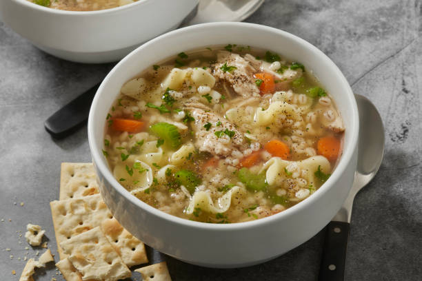 istock Chicken and Barley Vegetable Noodle Soup 1758102578