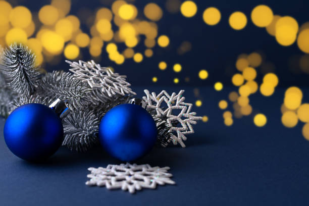istock Christmas balls, Christmas tree and snow. Christmas background. 1758129352