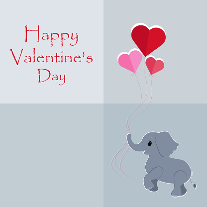 postcard with elefant happy valentine's day