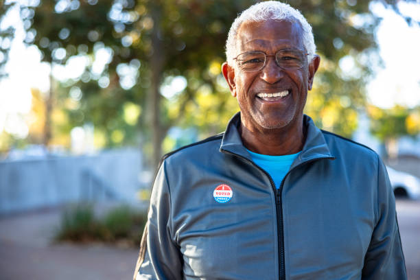 istock Senior black man with an I Voted Sticker 1758194960