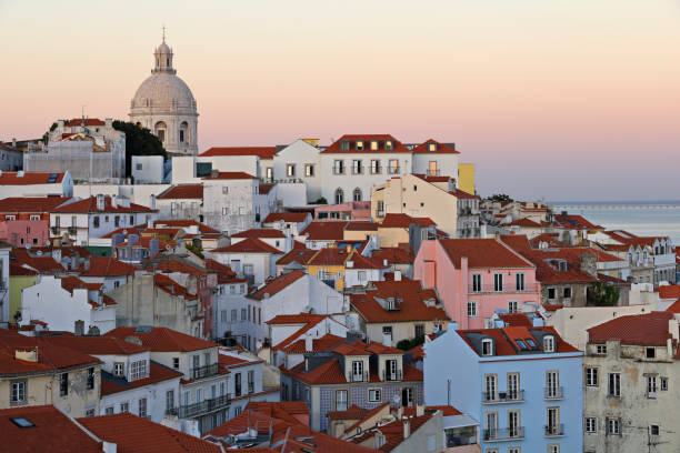 Alfama district of Lisbon at twilight (Portugal).