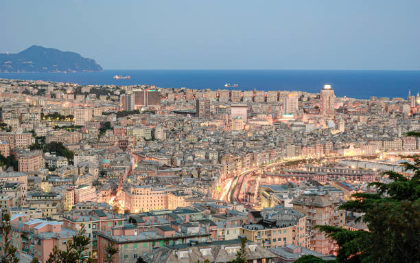 istock Aerial view of Genoa at dusk 1758220563