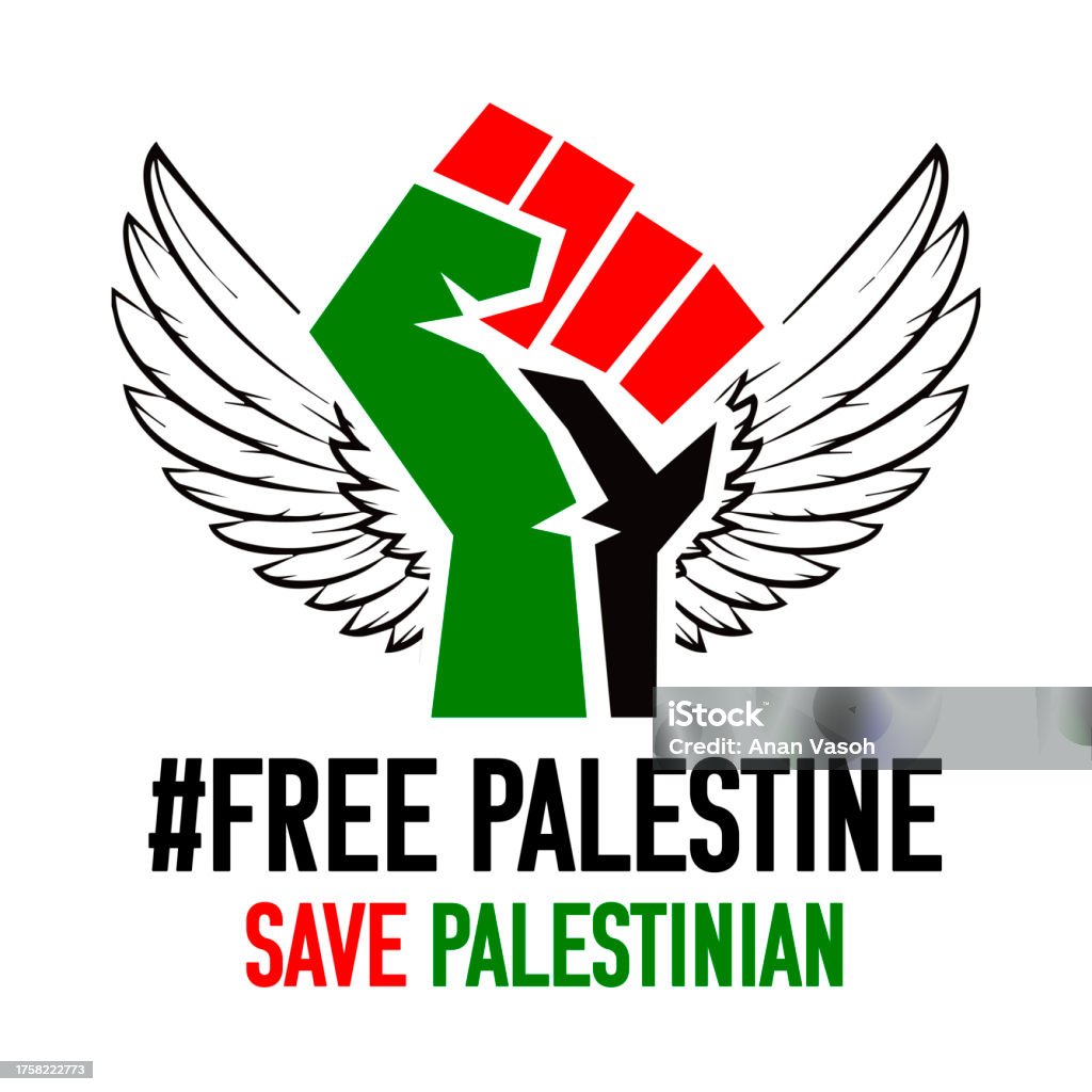 Palestinian Warning Sign Signs For Save Palestinian Stock Illustration - Download Image Now ...