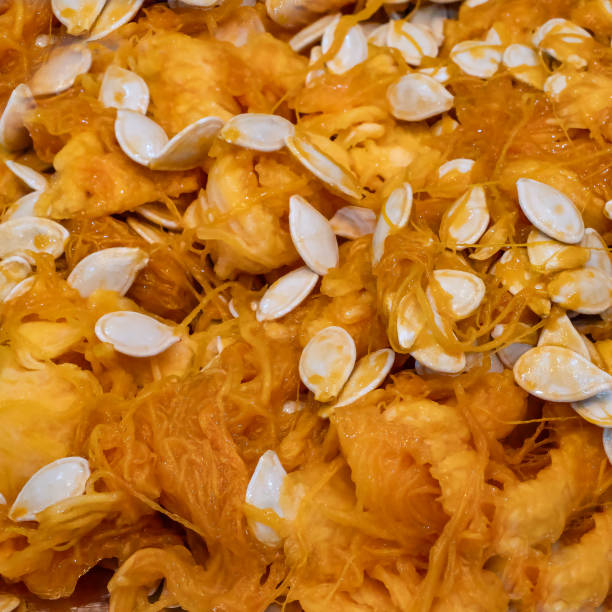 Pumpkin Guts close-up with seeds