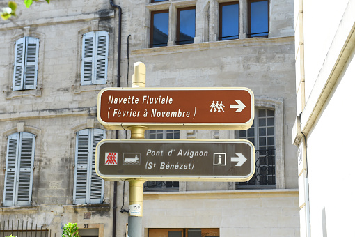 Direction sign in Avignon for the Pont - Avignon - France-- 30-07-2023