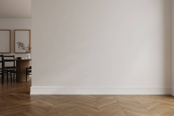 Modern bright interior empty room , table with chairs. Mock up. Suitable for interior rooms furniture template.