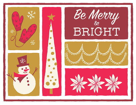 Fun Retro Christmas Card Templates. Several organized layers.