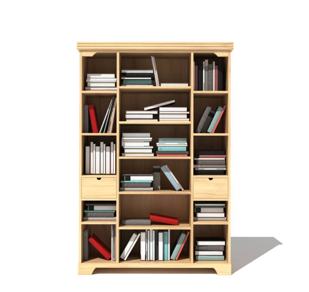 istock Bookshelf with a book isolated on white background. 3d illustration 1758268935