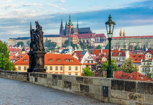 Charles bridge with Prague castle at background, Czech Republic