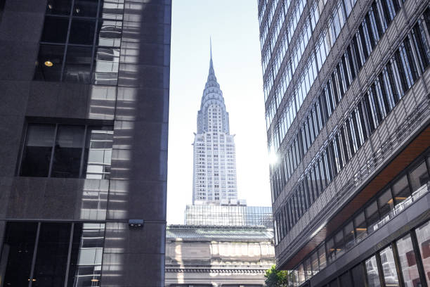 manhattan - chrysler building grand central station built structure midtown manhattan - fotografias e filmes do acervo