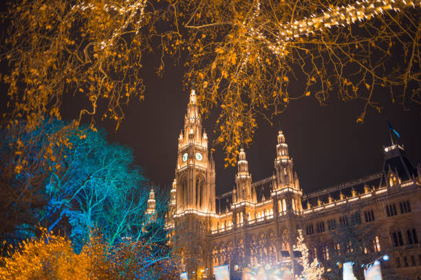 City Hall of Vienna with christmas decorations - Austria stock photo