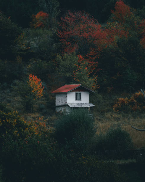 istock Peaceful place with white house and autumnal scenery. 1758325260