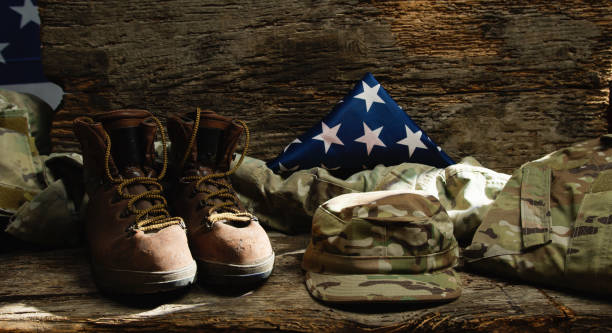 istock MIlitary stuff on the gorund to celebrate veterans Day 1758337214