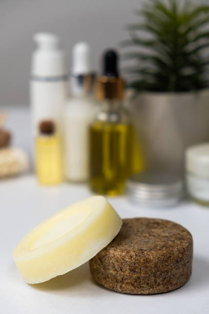 istock Solid shampoos for hair care. Natural handmade cosmetics made from oils and plants. 1758339523