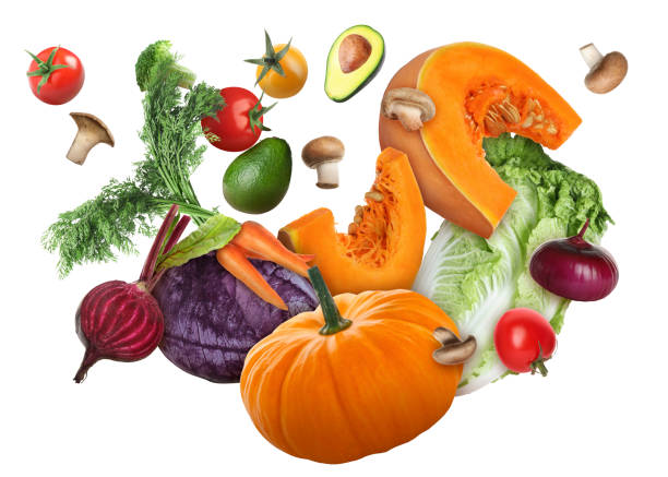 istock Flying fresh ripe vegetables on white background 1758340989