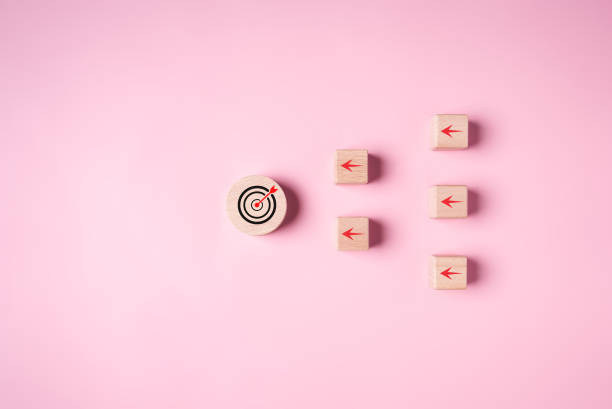 istock Business goal objective and arrow sign on background, Successful project plan, Business strategy planning management, Business development, Leadership and customer target 1758388378