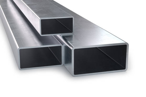 istock Metal rectangular pipes isolated on the white background. 3d illustration 1758392715
