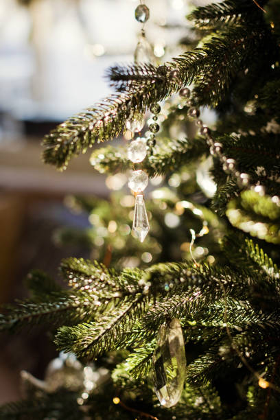 istock Christmas tree with glass crystals decorations 1758399903