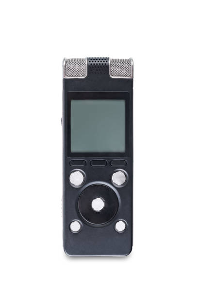 istock Black voice recorder on a white isolated background 1758419627