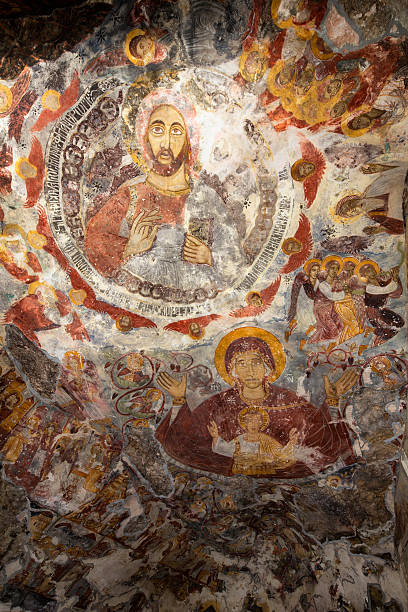 Ancient Painting on the ceiling of Sumela Monastery The Sumela Monastery (Built in the 4th century) was an ancient Greek Orthodox monastery in the region of Macka, Trabzon, Turkey. sumela monastery stock pictures, royalty-free photos & images