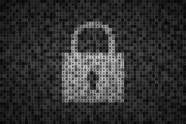 Padlock silhouette made from 0 and 1 symbols of binary code - ilustração de arte vetorial