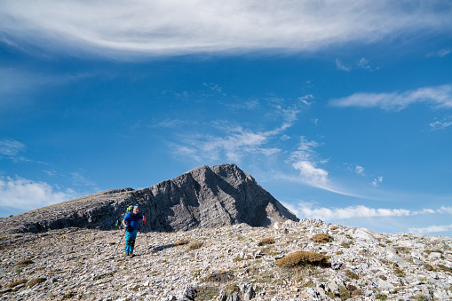 Alpinist climber team is on expedition for couple nights on the mountain.