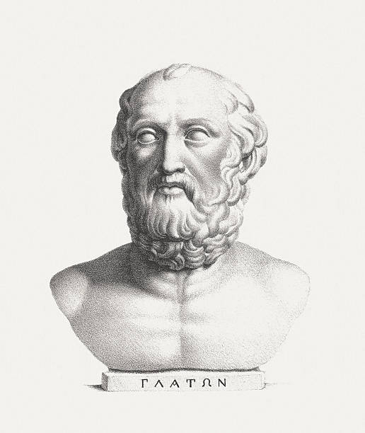 Plato (428/427 BC - 348/347 BC), lithograph, published c. 1830 vector art illustration