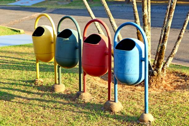 Recycling practice, waste containers   In colors