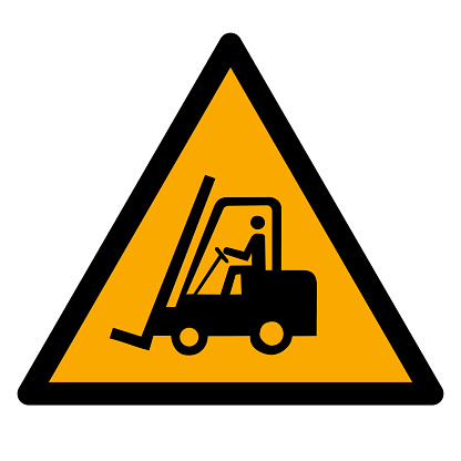 Vector graphic of ISO 7010 sign warning for forklift truck or other industrial vehicles