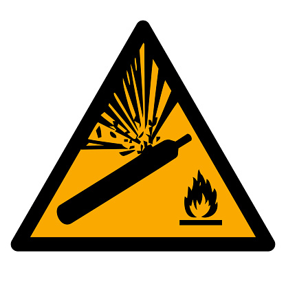 Exploding Cylinder Warning Warning Sign For Pressurized Cylinder Gas Stock Illustration - Download ...