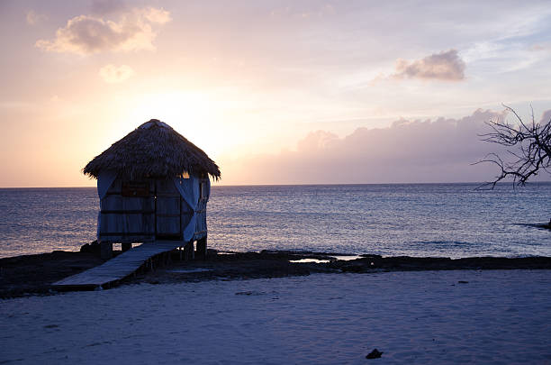 A wooden hut on a beach in Cuba.