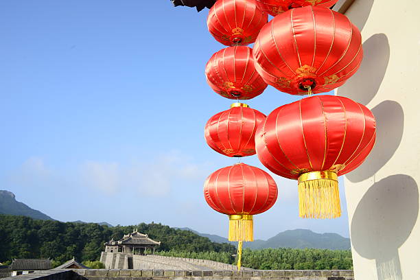 cultura chinesa: festival lanterns vermelho - shingle bank imagens e fotografias de stock