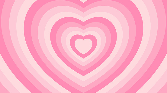 Tunnel of pink hearts. On-trend background in modern hues. Vector illustration