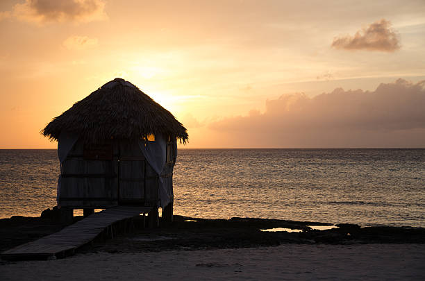 tropikalny raj plaży na karaibach, kuba, chatka - hut beach vacations dominican ethnicity zdjęcia i obrazy z banku zdjęć