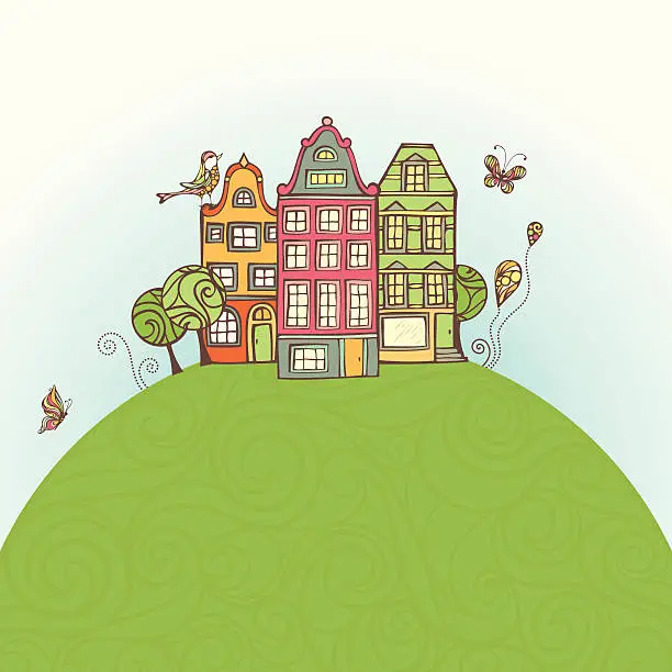 Vector illustration of Houses on the Earth