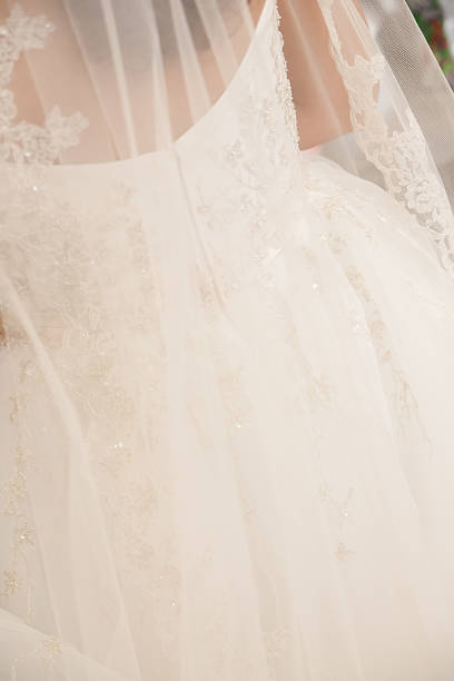istock Back of Wedding Dress and Veil 175854881