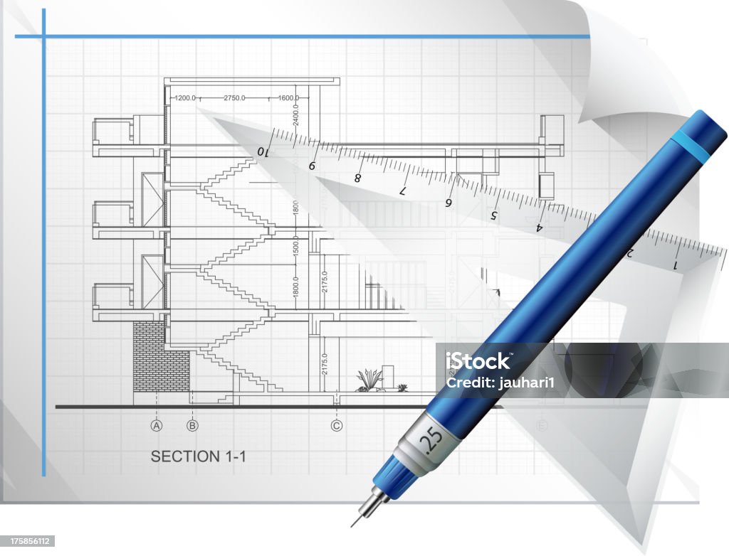 Чертежный лист - Векторная графика Архитектор роялти-фри