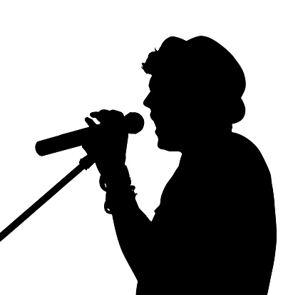 Single Male Pop Singer with Microphone Silhouette