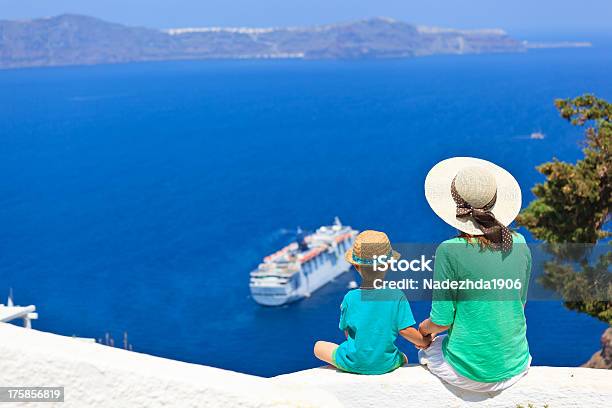 Family Looking At Santorini Greece Stock Photo - Download Image Now - Ship, Family, Greece