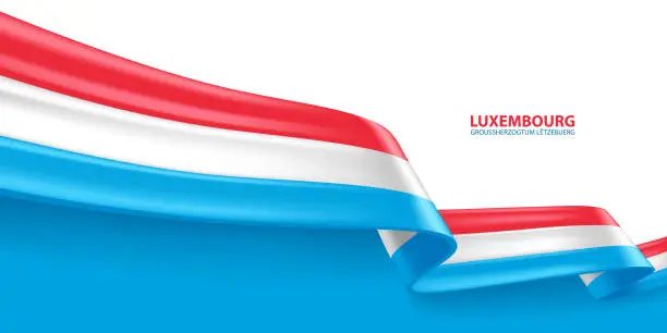 Vector illustration of Luxembourg 3D Ribbon Flag