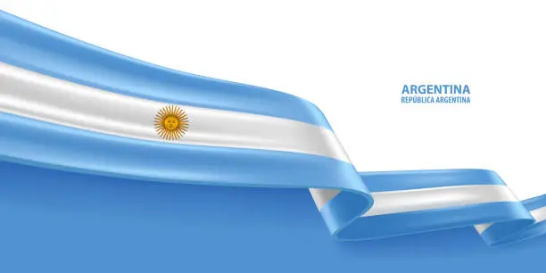 Vector illustration of Argentina 3D Ribbon Flag