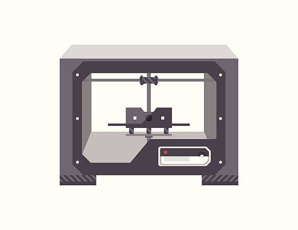 3D Printer vector art illustration