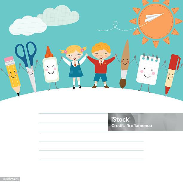 Vector Of Back To School Images Stock Illustration - Download Image Now - Girls, Glue, Back to School