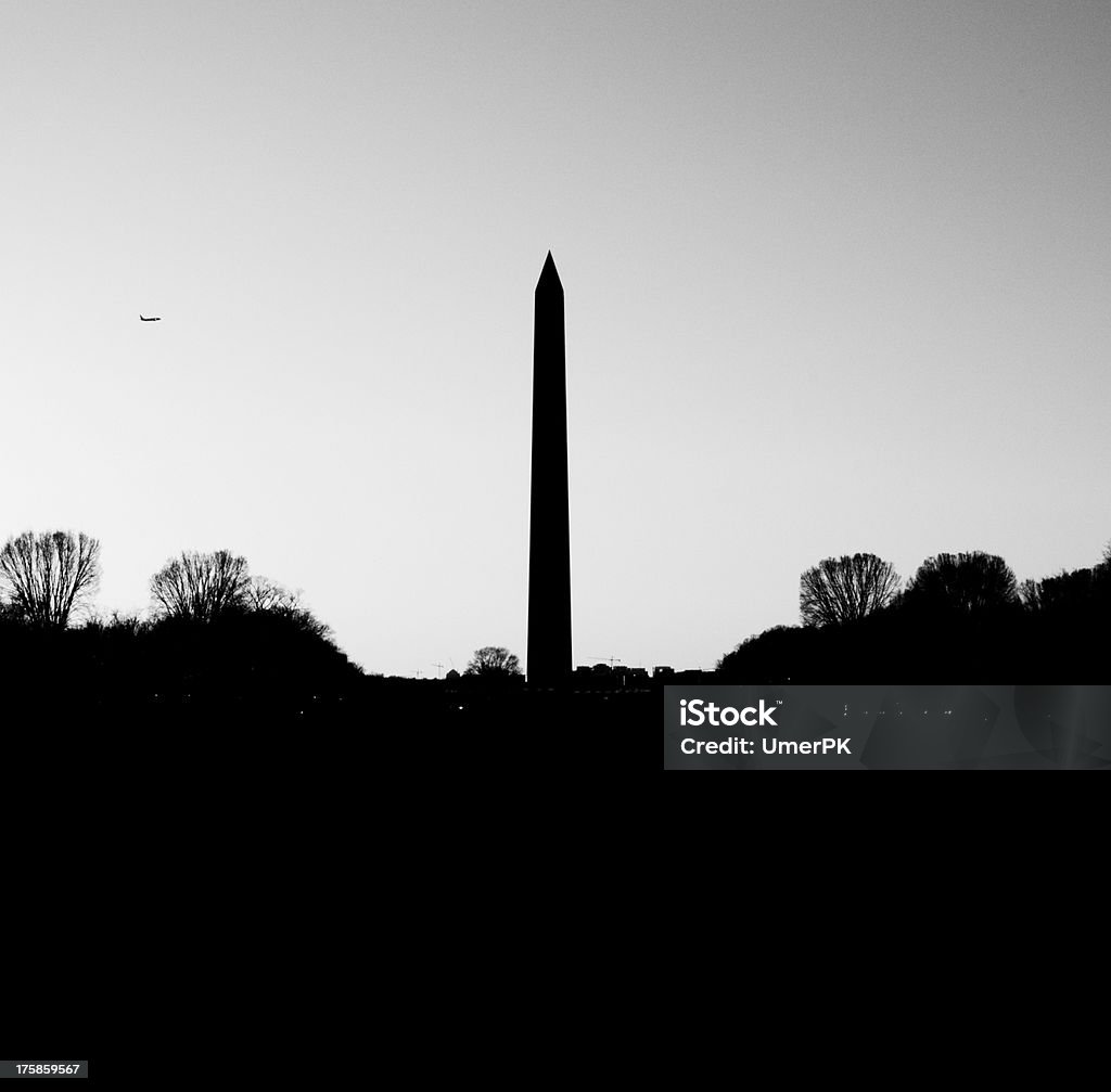 Washington Monument A silhouette of the Washington Monument, in Washington D.C, US. Back Lit Stock Photo