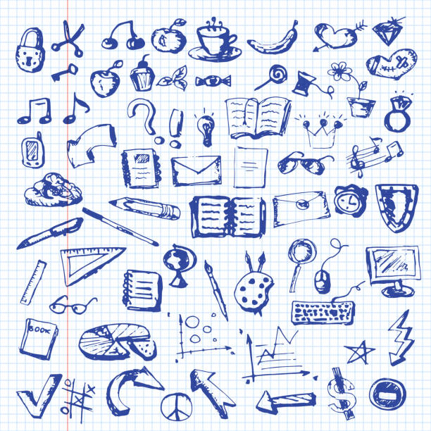 hand-drawn icon set - diamantschmuck grafiken stock-grafiken, -clipart, -cartoons und -symbole